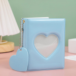 Kpop kortelių segtuvas 3 colių nuotraukų albumas tu&scaron;čiaviduris meilės &scaron;irdis modelis fotokortelių laikiklis languotas albumas Instax mini albumas kortelėms rinkti knygą 32 slots mėlyna