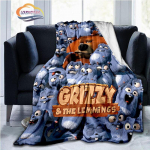 Grizzy and The Lemmings vaikų antklodė Cartoon Bear pelė Flanelė pūkuota antklodė Sofos lova antklodė stovyklavimo antklodė 150x200cm