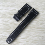 22 mm ruda juoda su baltomis siūlėmis Natūrali odinė laikrodžio apyrankė Pakeiskite IWC Big Pilot Deployant Clasp Laikrodžio dirželio apyrankė 22mm
