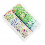 12 vnt pavasario gėlių Washi juostelių rinkinys 15 mm žalios augalo gėlės auksinės folijos lipnios maskavimo juostos dėžutės pakavimo dekoravimo lipdukas