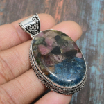 Arbūzinis turmalinas brangakmenis 925 prabos sidabras rankų darbo nuostabus papuo&scaron;alo pakabukas 2.17 Inches mėlyna