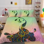 3D Animal Series patalynės komplektas Povo plunksnos antklodės užvalkalas ir pagalvės užvalkalas 2/3 vienetų AU/DE/US Viso dydžio plaunamas namų dekoravimas