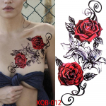 1 vnt. 210*114 mm seksualių gėlių ra&scaron;tų dizaino laikinos juodos rožės tatuiruotės moterims, vandeniui atsparios netikros tatuiruotės, skirtos rankoms, kūno dailė, rankovės kūno lipdukas XQB-012