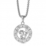 Sidabriniai 12 Zodiako Zodiako pakabukai Moteri&scaron;ki Vyri&scaron;ki Nerūdijančio plieno Zodiako papuo&scaron;alai Dovanos 24inch (60cm) Chain