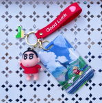 Miela kreidelė, mažas naujas raktų pakabukas trimatis automobilio raktų pakabukas naktinio turgaus prekystalio animacinių filmų kortelių pakabukas su rankovėmis