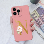 Apple iPhone 13 14 15 Pro Max X XS XR SE telefono dėklo dangtelis skystas mink&scaron;tas matinis silikonas, atsparus smūgiams, gėlių raidės iPhone korpuso buferiui iPhone 14 Max