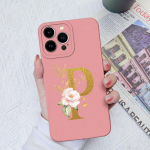 Apple iPhone 13 14 15 Pro Max X XS XR SE telefono dėklo dangtelis skystas mink&scaron;tas matinis silikonas, atsparus smūgiams, gėlių raidės iPhone korpuso buferiui iPhone 15 Pro Max