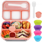 7 vnt Bento dėžutės rinkinys suaugusiems ir vaikams, prie&scaron;piečių dėžutė su 4 skyriais, įrankiai, padažo indelis, bandelė