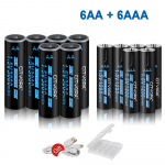CITYORK 1,5 V USB ličio jonų AA+AAA įkraunamos baterijos AAA 1200mWh AA 3000mWh ličio 1,5v AA AAA baterija su USB kabeliu 6aa+6aaa