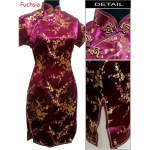 Moteri&scaron;kos tradicinio kinų stiliaus margintos brokato trumpos Cheongsam plonos S-5XL dydžio L violetinė
