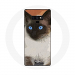 Coque pour Samsung Galaxy Note 9 Chat Siamois Noir et blanc Yeux Bleus