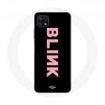 Coque pour Samsung Galaxy A22 5G Blink Fandom Blackpink Logo Rose Fond Noir