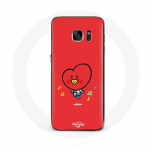 Coque pour Samsung Galaxy S6 BTS Bangtan Gar&ccedil;ons BT21 TATA V Fond Rouge