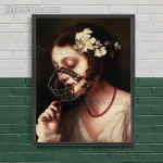 Creepy Gothic Girl Vintage Wall Art Drobės paveikslas drugelis nuotaka ir voras ponios meno plakatas ir spaudinys svetainės dekoravimui be rėmelio 21*30cm