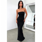 Moteri&scaron;ka ilga satininė suknelė be rankovių be pečių, vasari&scaron;ka eleganti&scaron;ka, be petne&scaron;ėlių, bodycon vakarėliams skirta paplūdimio suknelė S