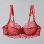 Seksualūs apatiniai moteri&scaron;ki didelio dydžio nėriniai liemenėlės Push Up liemenėlės apatinis trikotažas Itin plonas skaidrus Sexy Bralette Underwire Gathered Baltos liemenėlės 38/85E raudona