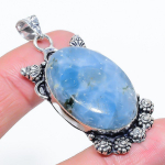 Natural Aquamarine Gemstone Handmade 925 Sterling Silver Pendant 2.13 h9q81