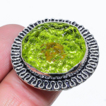 Natural Moldavite Quartz Gemstone 925 Sterling Silver Gift Ring Size 7.5 q4w31