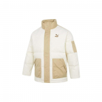 Puma Sujungtas dizaino logotipas Spausdinti stovas Apykaklė pūkinė striukė Unisex vir&scaron;utiniai drabužiai smėlio spalvos 539837-97 XXL