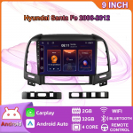 Android Carplay Car Radio Multimidia Video Player Navigation GPS, skirtas Hyundai Santa Fe 2006-2012 2din Head Unit 2+32GB