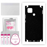 apgo Protective Skin Sticker for the back+sides compatible with Realme Narzo 30A, Full Wrap Film, Foil, Vinyl - Pattern Matte Black