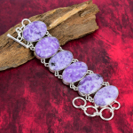 Lepidolito apyrankės papuo&scaron;alai, 925 prabos sidabro papuo&scaron;alai, rankų darbo papuo&scaron;alai, nuostabi brangakmenių apyrankė meilei 8 Inches With Adjustable violetinė