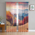 Alpinis kra&scaron;tovaizdis su sniegu ir debesimis padengtomis vir&scaron;ūnėmis Tamsiai permatomos užuolaidos svetainei virtuvei Dekoracija Voile Organza užuolaida 135W x 114H(cm) gray