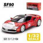 1/32 Scale SF90 Supercar metalo lydinio žaislas automobilių modelis sunkvežimiai vaikams žaislai transporto priemonės pomėgių kolekcija 1/32-Size:15*7.2*4cm raudona