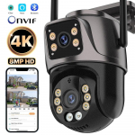 2025 m. Nauja Wi-Fi kamera 4K 8MP PTZ dvigubo objektyvo dvigubo ekrano saugos HD IP kamera lauko vandeniui atspari Ai sekimo stebėjimas Onvif ICsee US Plug