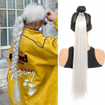 Moteri&scaron;ka Yaki ilga tiesi sintetinė bokso pynė suri&scaron;imo guma plaukų kilpa, kurią lengva ne&scaron;ioti, tinka visoms mergaitėms