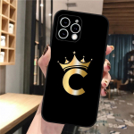 Letter Gold Crown telefono dėklas, skirtas iPhone 15 14 Pro Max 13 12 11 Pro Max XSMax XR 12 13 mini 14 Plus Shell iPhone 13ProMax