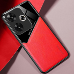 Atsparus smūgiams odinės tekstūros dėklas, skirtas Xiaomi Poco F6 Pro F5 5G X6 X5 M6 Pro 4G C65 dangtelis su automobilio magnetiniu siurbimo laikikliu verslo pilnu apsauginiu dangteliu For Poco M6 Pro 4G raudona