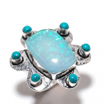 Blue Triplet Opal, Turquoise 925 Sterling Silver Jewelry Ring Size 9.5 c8d88
