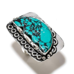 Santa Rosa Turquoise Gemstone 925 Sterling Silver Jewelry Ring Size 6 q8d70