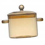 Skaidraus stiklo puodas su rankena ir dangčiu &ndash; universalus virtuvės reikmenų rinkinys clear brown 1300ml