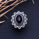 Natural Black Onyx Gemstone Handmade 925 Sterling Silver Ring Size 6.25 k7b99