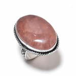 Natural Strawberry Quartz Gemstone 925 Sterling Silver Gift Ring Size 8 y3k27