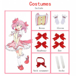 Anime Magi&scaron;ka mergaitė Kaname Madoka Cosplay kostiumas Kawaii Lolita mergaitės vakarėlio karnavalinis rožinis suknelė trumpas perukas Idol Puella Magi Madoka M geltona