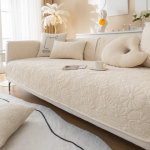 Vienspalvis &scaron;enilinis dygsniuotas pastorintas sofos pagalvėlė Moderni paprasta i&scaron;siuvinėta neslystanti sofos pagalvėlė universali visiems sezonams 70*70cm