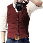 Vyri&scaron;ki rudens ir žiemos kostiumai su V kaklu, liemenė, silkės tvido plona liemenė, atsitiktinis klasikinis oficialus verslas, skirtas vestuviniams jaunikiams XXL vyno raudonos spalvos