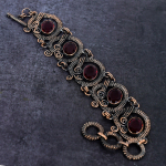 Mozambiko granato brangakmenis rankų darbo varinės vielos apvyniojama apyrankė 7-8 p3W83