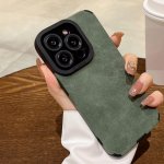 Prabangus pliu&scaron;inis PU odinis dėklas, smūgiams atsparus apvalkalas, pilnas galinis mobiliojo telefono dangtelis iPhone iPhone 13 žalia