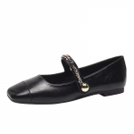 Grandininės Mary Jane batai Moteri&scaron;ki Kvadratiniu pir&scaron;tu Sukneliniai Pavasariniai Seklūs Nauji Batai Madingi Vakarėliui Laisvalaikio Moteri&scaron;ki Eleganti&scaron;ki Jaukūs Zapatillas 35 black