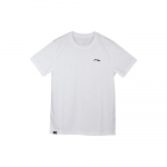 Li Ning Badminton Series Vienspalvis Logotipas Apvalaus Kaklo Puloveris Trumpomis Rankovėmis Mar&scaron;kinėliai Unisex Vir&scaron;ūnės Balta AHSR791-1 M