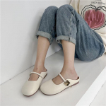 Fashion Baotou Half Slippers for Women shoes Wearing Summer 2024 New Korean Version Square Headed One Step Lazy Muller sandals for Women 35 smėlis