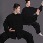 Kinijos tradicinis tango kostiumas Kung Fu kostiumas Tai Chi kostiumas moterims Vyri&scaron;kas pavasario ir vasaros Tai Chi kovos menų kostiumas Retro Tai Chi laisvalaikio kostiumas 3XL L juoda