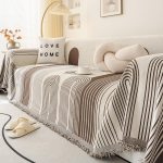 Stora &scaron;enilinė antklodė Klasikinė juodų linijų sofos antklodė Vasarinė sofa neslystanti antklodė biuro skara pagalvėlė sofos užvalkalai 180x130