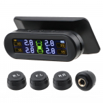 I&scaron;mani padangų slėgio stebėjimo sistema Soliarinė belaidė TPMS Temperatūros įspėjimas su 4 davikliais IP67 Vandeniui atsparus Automatinis monitorius juoda
