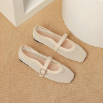 Moterų vasaros baleto apartamentai Patogūs Mary Jane Batai Laisvalaikio prisegamos balerinos Darbinės Suknelės Batai Kvadratiniai pir&scaron;tai Tinklelis Mary Jane Batai Moterims 39