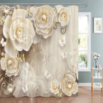 Eleganti&scaron;ka ir madinga fantazijos perlų ir deimantų puok&scaron;tė du&scaron;o užuolaidos 3D stiliaus reljefas skulptūra vonios užuolaidos vonios kambario dekoras 150x180cm-60x70in
